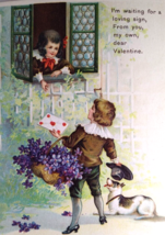 Valentine Postcard Unsigned Ellen Clapsaddle Children White Spotted Dog ... - $17.34