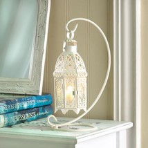 WHITE FANCY CANDLE LANTERN WITH STAND - $35.00