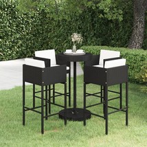  Garden Bar Set Black and Cream White PE rattan, steel Standard - $13,570.26 MXN