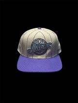 Rear  Utah Jazz Mitchell &amp; Ness White/Purple Pinstriped Fitted Sz7 1/2 F... - $29.99