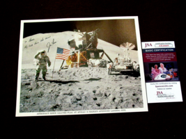 James Jim Irwin Apollo 15 Nasa Astronaut Signed Auto Flag Salute Litho Photo Jsa - £237.35 GBP