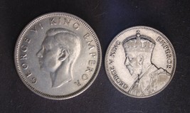 1934 New Zealand One Shilling &amp; 1937 New Zealand One Florin Silver Coins... - £15.65 GBP