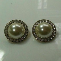 Vintage Faux Pearl &amp; Rhinestone Clip Earrings - $18.40