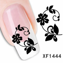 Nail Art Water Transfer Sticker Decal Stickers Pretty Flowers White Blac... - $3.19