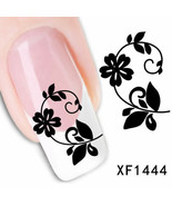 Nail Art Water Transfer Sticker Decal Stickers Pretty Flowers White Blac... - $3.19