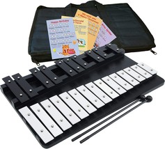 Large Xylophone 25 Notes Chromatic Glockenspiel - Bag - Sheet Music Cards - £49.55 GBP