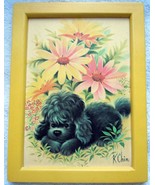 Vintage Mod Black Poodle Yellow Framed Print by K Chin - £14.83 GBP