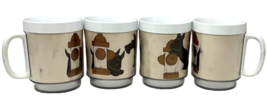 Vintage Thermo Serv Plastic Mugs Black Scottie Dogs Fire Hydrant Set of 4 image 10