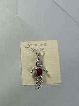 Vintage Sterling Silver Boy Charm Pendant July Red Birthstone Dangle Arm... - £19.35 GBP