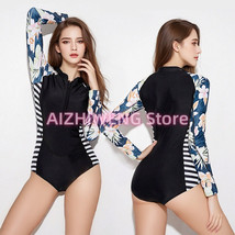 Swimsuits for Women One Piece Long Sleeve Sexy Bathing Suit Floral Rash Guard UV - £27.05 GBP