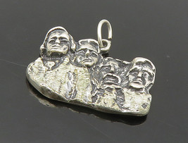 925 Sterling Silver  - Vintage Mount Rushmore Chiseled Drop Pendant - PT12763 - £21.62 GBP