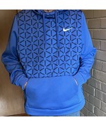 Nike Men&#39;s Hoodie Therma-Fit Blue All Over Print Hooded Sweatshirt Men&#39;s... - $328.21 MXN