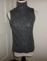 Laundry Shelli Segel Cable Knit Mock Neck Sleeveless Top Sz L Gray - £19.49 GBP