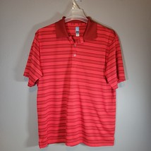 PGA Tour Shirt Mens Large Red Striped Polo Short Sleeve Air Flux Polyester - $12.93