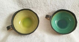 Pair of FABULOUS Ceramic Coffee Tea Mugs Cups CRACKLE GLAZE Interiors - $35.00