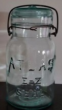 Vintage ~ E-Z Seal ~ Atlas Locking Lid ~  Green Quart Jar ~ 1 - £17.93 GBP