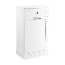 Tilt Out Trash Bin Cabinet Freestanding Kitchen Garbage Holder with Drawer - $170.76