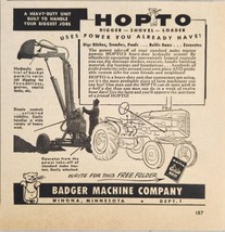 1954 Print Ad Hop-To Digger,Shovel,Loader Powered by Tractors Badger Win... - £10.52 GBP