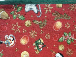 Set Of 4 Same Tapestry Placemats, 13&quot;x19&quot;, Christmas Themed Items On Red, Che&#39;s - £17.07 GBP