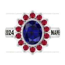 Custom Oval Halo Class Ring Explorer Journey Collection Grad Gift S 925 for Her - £97.13 GBP