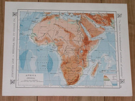 1921 Antique Physical Map Of Africa Sahara Mountains Rivers / Algeria Tunisia - £19.60 GBP