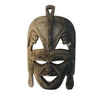 Vintage African Art Wood Mask Jambo Kenya Hand Carved Kenyan 2009 Unpainted - $37.40