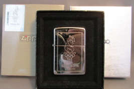 1996 Atlanta Olympic Zippo Lighter Silverplate Unfired in Original Hologram Box - $145.00