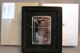 1996 Atlanta Olympic Zippo Lighter Silverplate Unfired in Original Hologram Box - £115.88 GBP