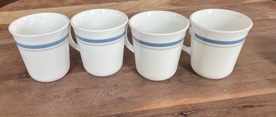 Corning Wear Vintage Coffee Cups Mugs Set Of 4 Indigo Slate Blue Gray St... - $18.50
