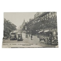 Italians Boulevard Paris France Postcard Vintage Unposted Horses Old Cars  - £2.52 GBP