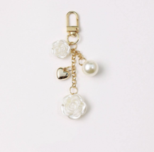 White Rose Keychain, Rose Keyring, Keychain Gift, Rose Bag Charm - £6.35 GBP