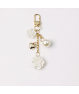 White Rose Keychain, Rose Keyring, Keychain Gift, Rose Bag Charm - $7.99