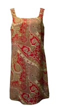 Old Navy Red Taupe Tan Paisley Shift Dress Sz 2 Euc Pretty Office Work - £11.80 GBP