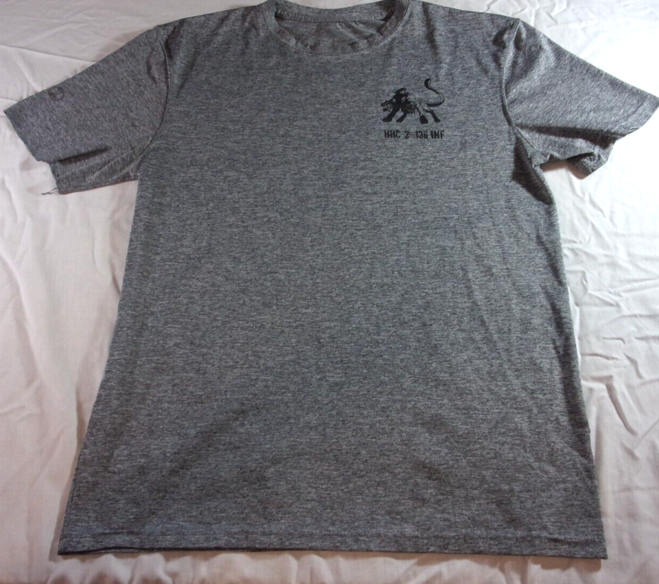DISCONTINUED HELLHOUNDS HHC 2-136 INFANTRY GRAY UNIT SHIRT MEDIUM - $29.45