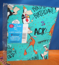 Carlton Cards Opus N Bill Happy Birthday Gift Wrap 1994 Sealed 2.5ft x 1 yard - $19.79