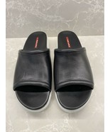 Prada Women&#39;s Open Toe Black Leather Slip on Platform Sandal Shoes 39.5 - $5,086.74 MXN