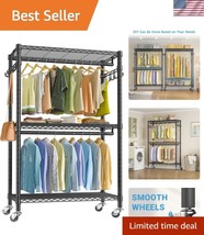 R2 Plus Heavy Duty Rolling Garment Rack - 3 Tier Adjustable Closet Organ... - $179.99