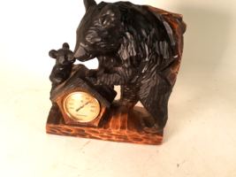 Vintage Mid Century Rustic Ceramic Bear and Cub Thermometer, Black Fores... - $38.92