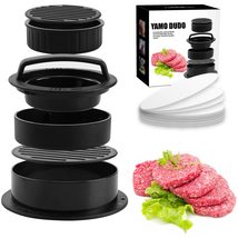 3 In 1 Burger Press Hamburger Patty Maker Nonstick Mold With 100 Burger Papers - £16.74 GBP