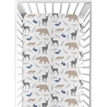 Sweet Jojo Designs Fitted Crib Sheet for Woodland Animals Baby/Toddler Bedding S - £34.36 GBP