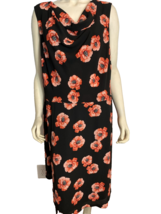Talbots Woman Petites Black w Pink Floral Print Drape Neck Sleeveless Dress 22Wp - £48.38 GBP