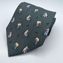 Mens Beaufort Circus Elephant Neck Tie Green Silk Italy Big Top - $18.69