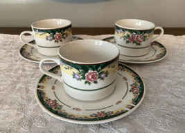 6 Pc Vintage Farberware Excel Legend 435K Fine China 3 Saucers Teacup Coffee Cup - $9.50