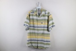 Vintage 90s Guess Mens Medium Spell Out Striped Color Block Button Shirt... - £46.51 GBP
