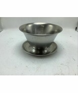 Vintage Denmark Stainless Steel Gravy Sauce Boat Bowl MCM Plate attached - $390.78 MXN