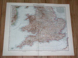 1912 Antique Map Of England London / Wales Cornwall Devon Somerset Sussex - £19.53 GBP