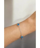 Opal Four Leaf Clover Bracelet in 14K Gold-Blue Opal Bracelet-Good Luck ... - $6,293.27 MXN