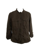 Light Womens Jacket Size Small Brown Lined Cotton Blend Button Front Tab... - £9.38 GBP
