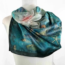 Goldfish Pond Square Silk Scarf: Zodiac Clouds, Moon, Stars. Wrap, Shawl... - £94.42 GBP