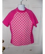 Lands&#39; End Pink Polka Dot Rash-guard Swim Shirt Size M Girl&#39;s EUC - £13.34 GBP